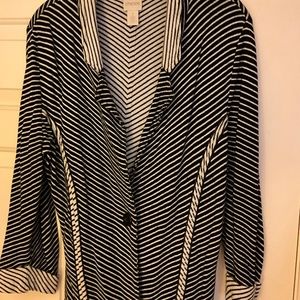 Chico’s Size 1 Black and White Cardigan Sweater Jacket